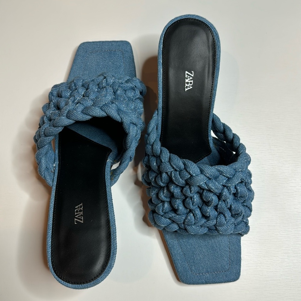ZARA Women’s Denim Slip On Heels Size 39
